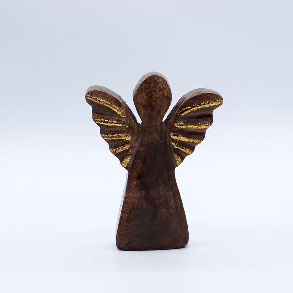 Angel de Madera de Mango Pequeño- Decoración Dorada - 12cm