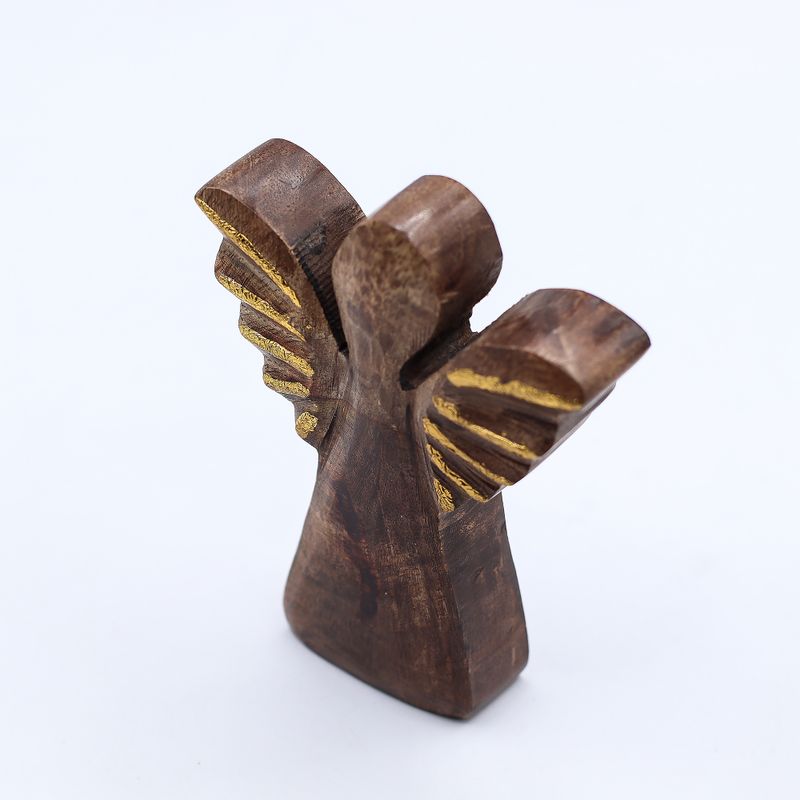 Angel de Madera de Mango Pequeño- Decoración Dorada - 12cm