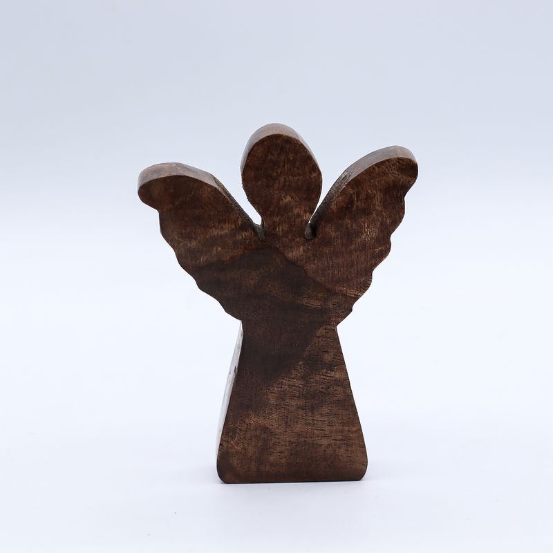 Angel de Madera de Mango Pequeño- Decoración Dorada - 12cm