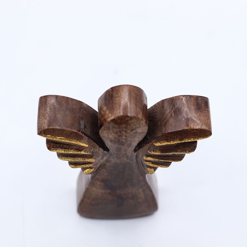 Angel de Madera de Mango Pequeño- Decoración Dorada - 12cm