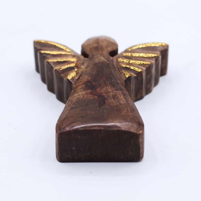 Angel de Madera de Mango Pequeño- Decoración Dorada - 12cm