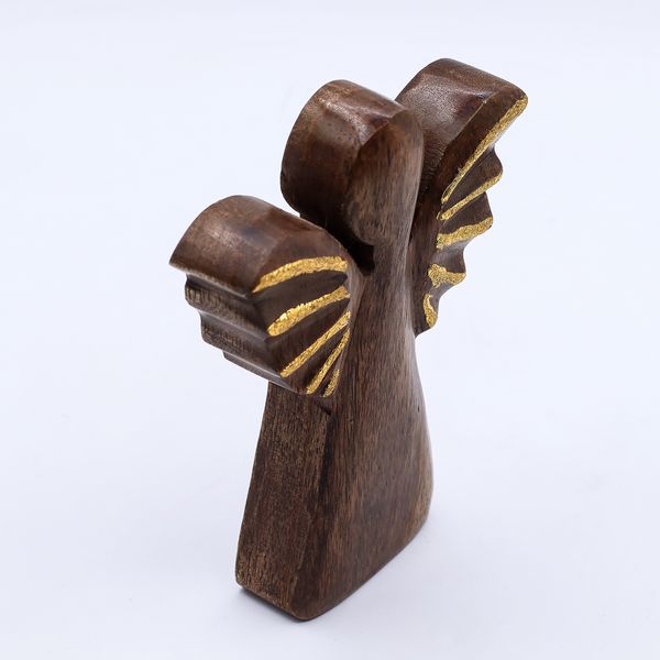 Angel de Madera de Mango Mediano - Decoración Dorada - 16cm