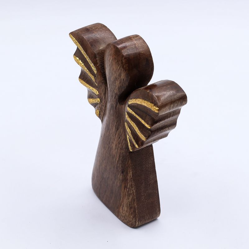 Angel de Madera de Mango Mediano - Decoración Dorada - 16cm