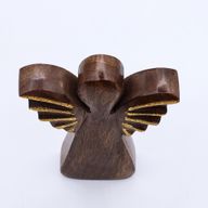 Angel de Madera de Mango Mediano - Decoración Dorada - 16cm