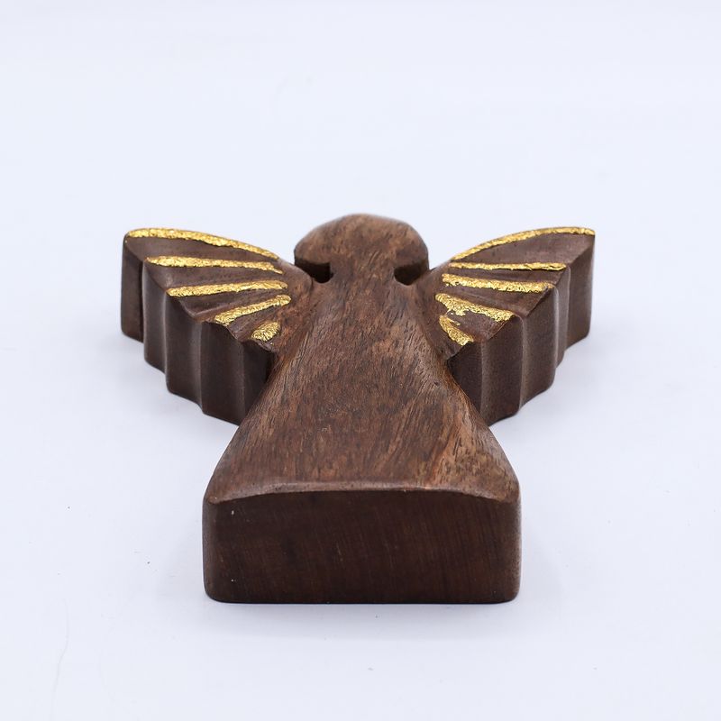 Angel de Madera de Mango Mediano - Decoración Dorada - 16cm