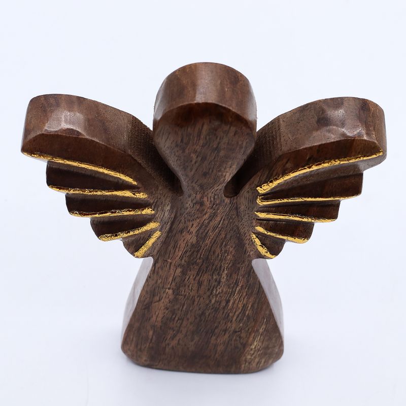 Angel de Madera de Mango grande- Decoración Dorada - 19cm