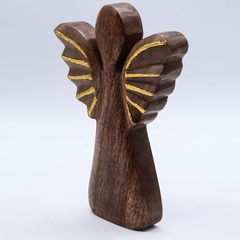 Angel de Madera de Mango grande- Decoración Dorada - 19cm