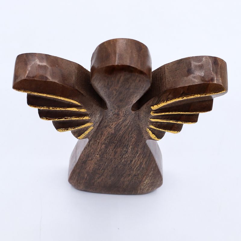 Angel de Madera de Mango grande- Decoración Dorada - 19cm
