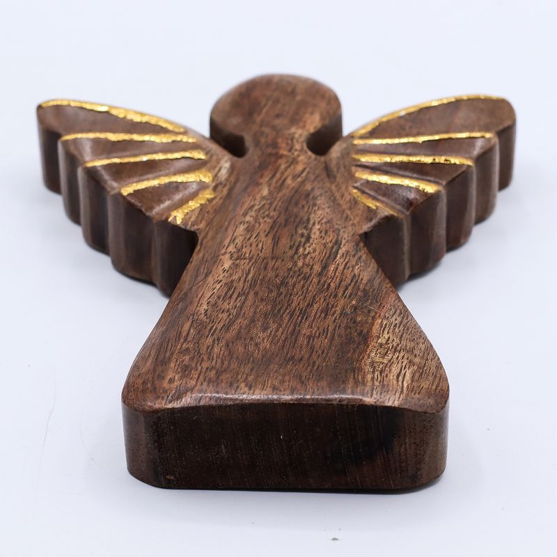 Angel de Madera de Mango grande- Decoración Dorada - 19cm