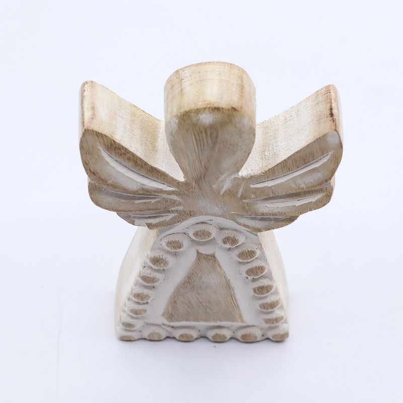 Angel de Madera de Mango - Encalado - 13cm