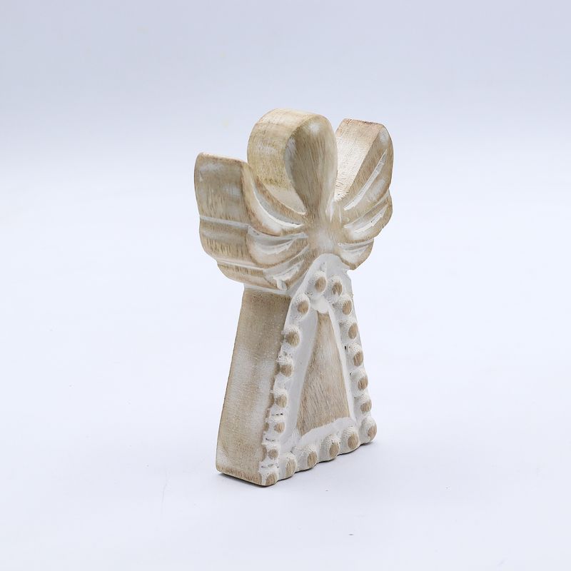 Angel de Madera de Mango - Encalado - 13cm