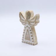 Angel de Madera de Mango - Encalado - 13cm