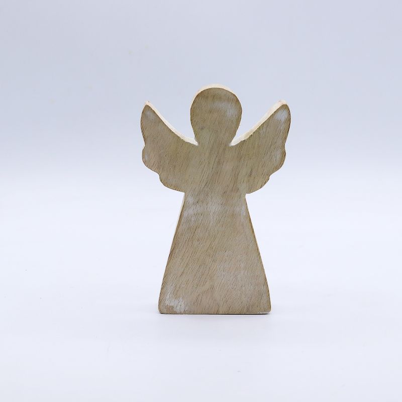 Angel de Madera de Mango - Encalado - 13cm