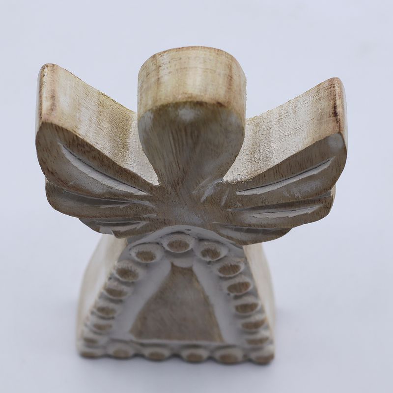 Angel de Madera de Mango - Encalado - 13cm