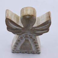 Angel de Madera de Mango - Encalado - 13cm