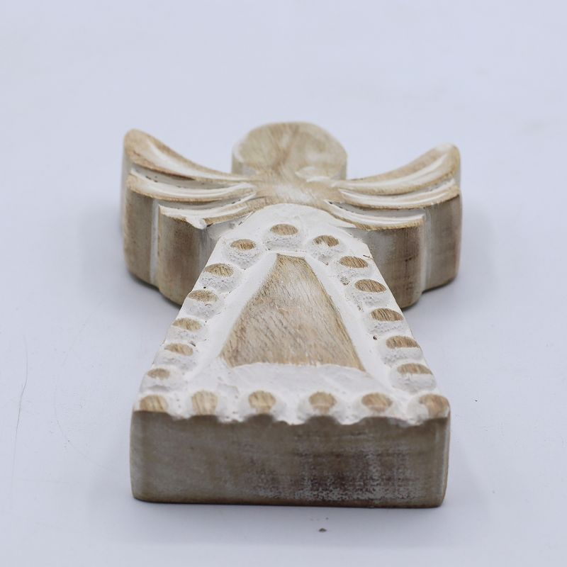 Angel de Madera de Mango - Encalado - 13cm