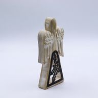 Angel de Madera de Mango - Encalado con Recorte de Hierro - 18cm