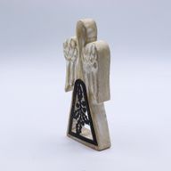 Angel de Madera de Mango - Encalado con Recorte de Hierro - 18cm