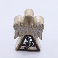 Angel de Madera de Mango - Encalado con Recorte de Hierro - 18cm