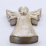 Angel de Madera de Mango - Encalado con Recorte de Estrella - 18cm