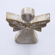 Angel de Madera de Mango - Encalado con Recorte de Estrella - 18cm