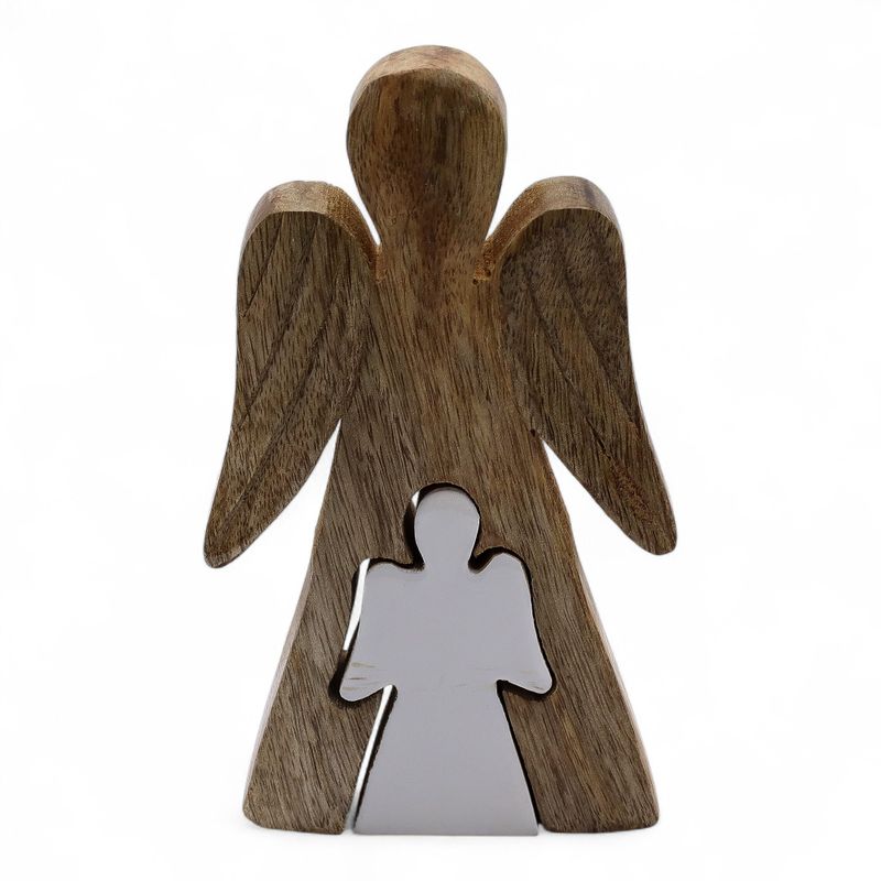 Angeles de Madera de Mango - Esmalte Blanco - 15cm