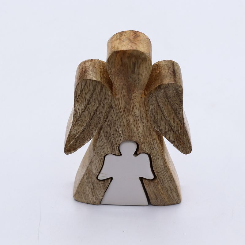 Angeles de Madera de Mango - Esmalte Blanco - 15cm