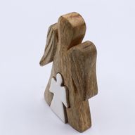 Angeles de Madera de Mango - Esmalte Blanco - 15cm