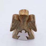 Angeles de Madera de Mango - Esmalte Blanco - 15cm