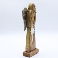 Angel Grande de Madera de Mango de la Paz Alas de Metal y Detalle de Esmalte - 30cm