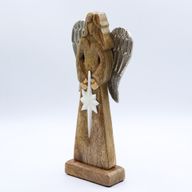 Angel Grande de Madera de Mango de la Paz Alas de Metal y Detalle de Esmalte - 30cm