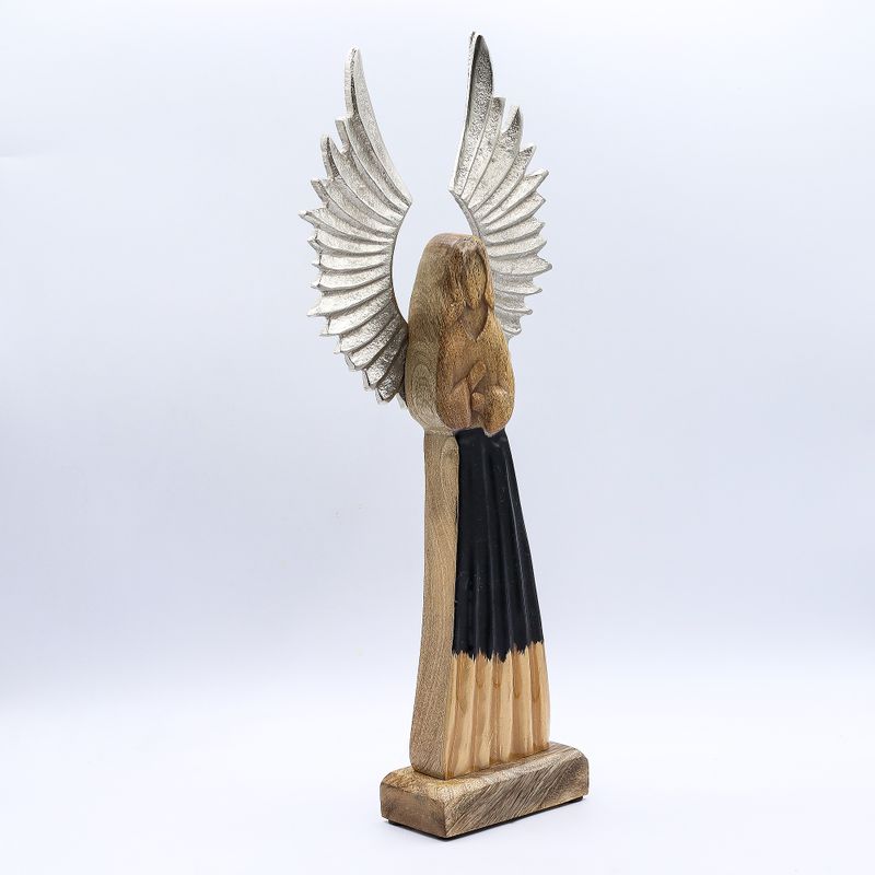 Angel Grande de Madera de Mango de Gardian Alas de Metal y Detalle de Esmalte - 40cm