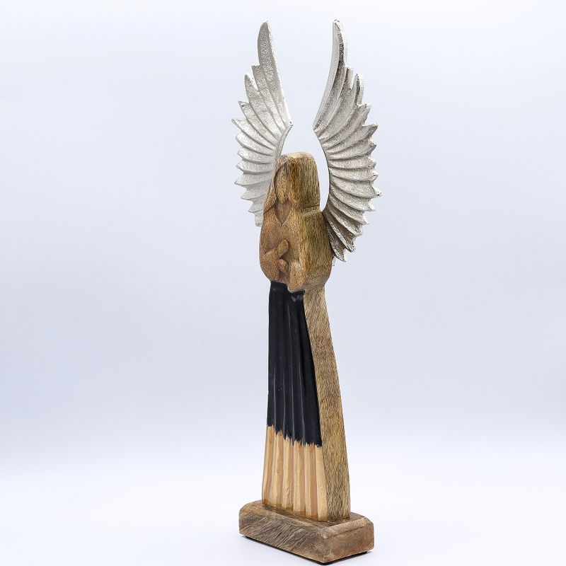 Angel Grande de Madera de Mango de Gardian Alas de Metal y Detalle de Esmalte - 40cm