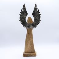 Angel Grande de Madera de Mango de Gardian Alas de Metal y Detalle de Esmalte - 40cm