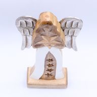 Angel Grande de Madera de Mango de Estrella Alas de Metal y Detalle de Esmalte - 30cm