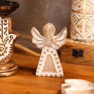 Angel de Madera de Mango - Encalado - 13cm