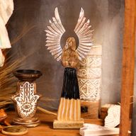 Angel Grande de Madera de Mango de Gardian Alas de Metal y Detalle de Esmalte - 40cm