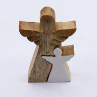 Angeles de Madera de Mango - Esmalte Blanco lateral - 15cm