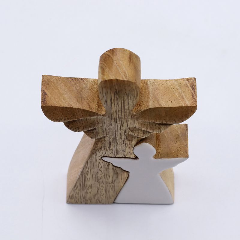 Angeles de Madera de Mango - Esmalte Blanco lateral - 15cm