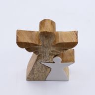 Angeles de Madera de Mango - Esmalte Blanco lateral - 15cm