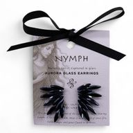Pendientes de Cristal  Vintage   - Hadas - Negro Azabache