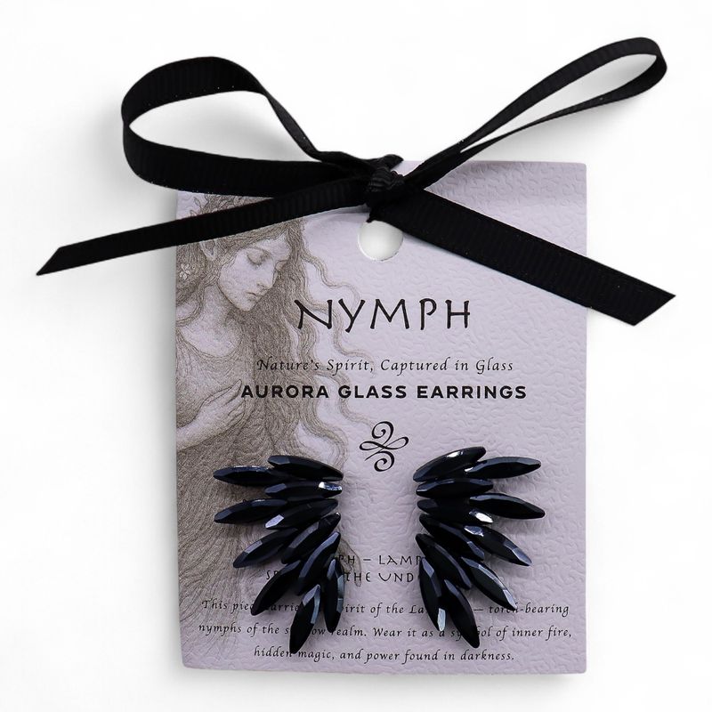Pendientes de Cristal  Vintage   - Hadas - Negro Azabache