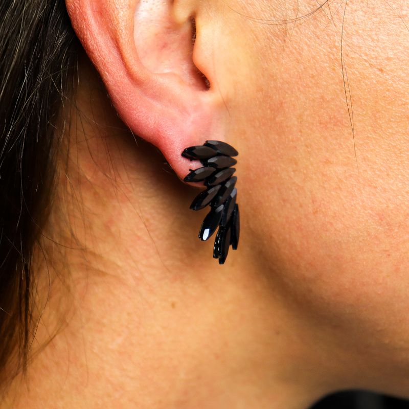 Pendientes de Cristal  Vintage   - Hadas - Negro Azabache