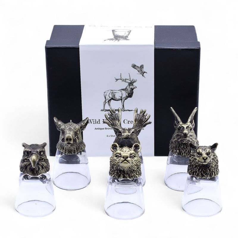 Vasos de chupito (50 ml) - Criaturas salvajes del bosque - Bronce antiguo