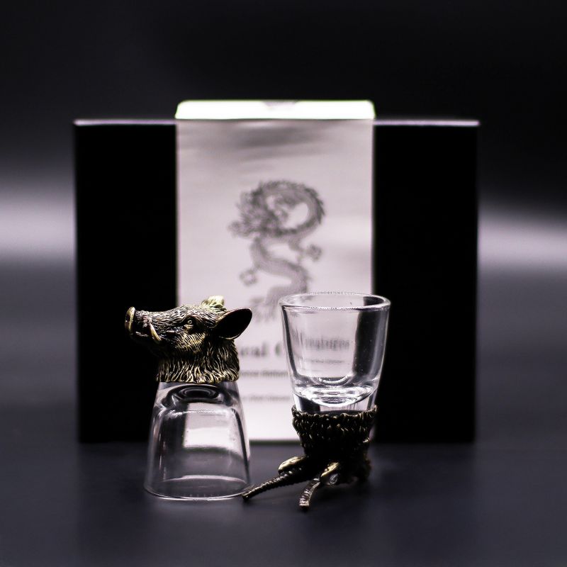 Vasos de chupito (50 ml) - Criaturas salvajes del bosque - Bronce antiguo