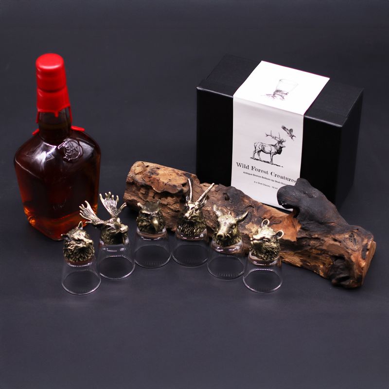Vasos de chupito (50 ml) - Criaturas salvajes del bosque - Bronce antiguo