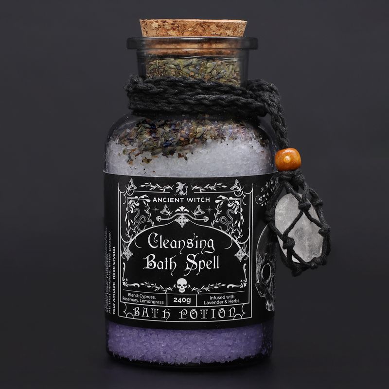 Poción de hechizo de baño de bruja ancestral y amuleto de cristal de roca - Limpieza