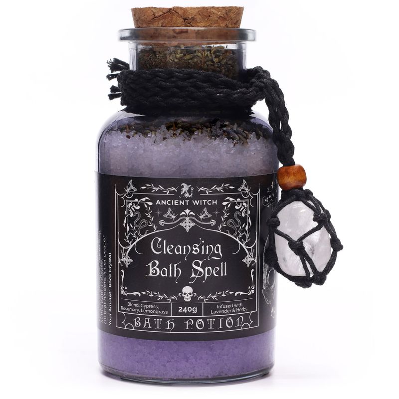 Poción de hechizo de baño de bruja ancestral y amuleto de cristal de roca - Limpieza