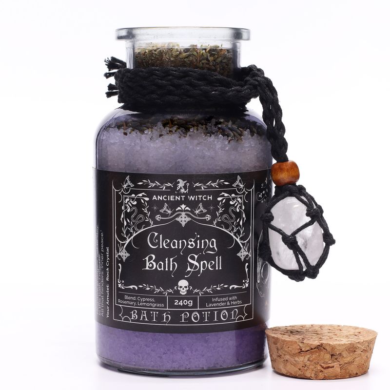 Poción de hechizo de baño de bruja ancestral y amuleto de cristal de roca - Limpieza