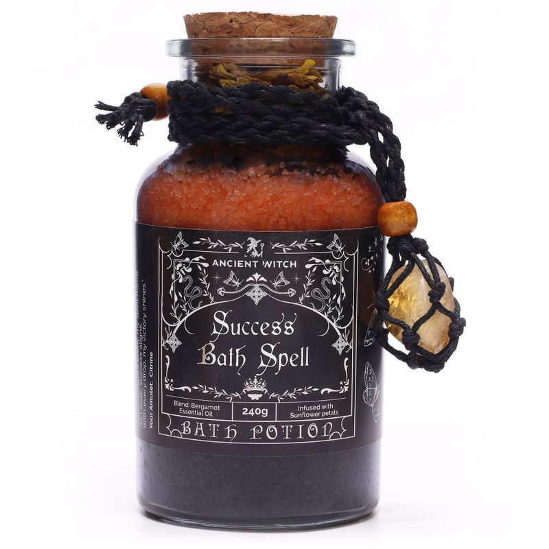 Poción de baño con hechizo de bruja antigua y amuleto de cristal de citrino - Éxito